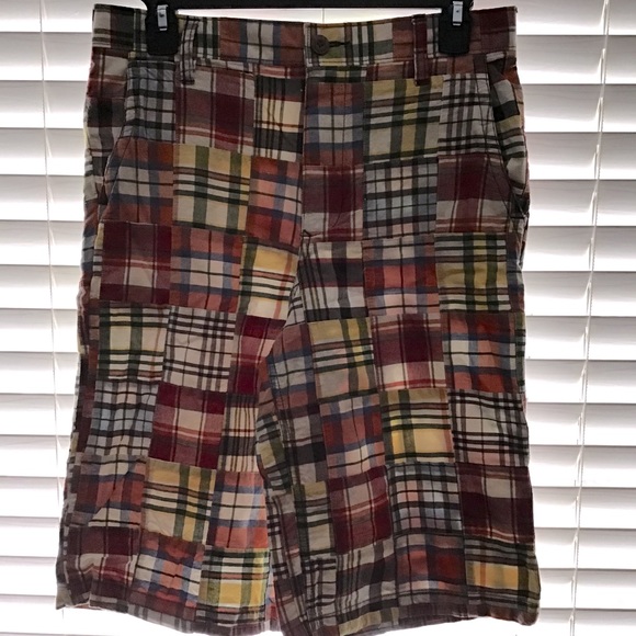 Boys Old Navy patchwork plaid Bermuda shorts - Picture 1 of 3
